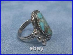 Vintage Native American Sterling Silver Turquoise Ring Size 9