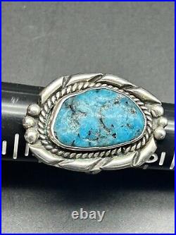 Vintage Native American Sterling Silver Turquoise Ring Unisex Size 10