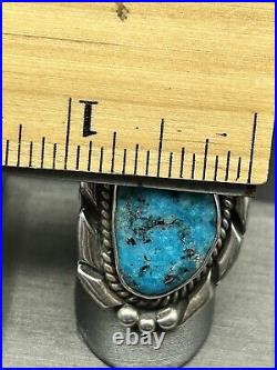 Vintage Native American Sterling Silver Turquoise Ring Unisex Size 10