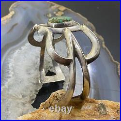 Vintage Native American Sterling Silver Turquoise Sand Cast Bracelet For Women