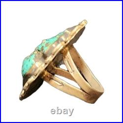 Vintage Native American Sterling Silver & Turquoise Shaped Ring Myers Stamp- 7