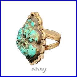 Vintage Native American Sterling Silver & Turquoise Shaped Ring Myers Stamp- 7