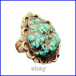 Vintage Native American Sterling Silver & Turquoise Shaped Ring Myers Stamp- 7