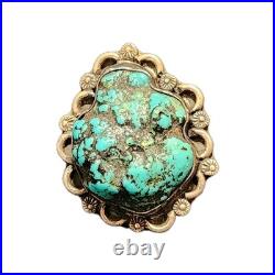 Vintage Native American Sterling Silver & Turquoise Shaped Ring Myers Stamp- 7
