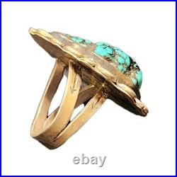 Vintage Native American Sterling Silver & Turquoise Shaped Ring Myers Stamp- 7