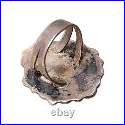 Vintage Native American Sterling Silver & Turquoise Shaped Ring Myers Stamp- 7 Vintage Native American Sterling Silver & Turquoise Shaped Ring Myers Stamp- 7
