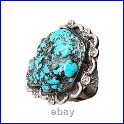 Vintage Native American Sterling Silver & Turquoise Shaped Ring Myers Stamp- 7