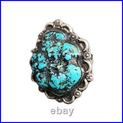 Vintage Native American Sterling Silver & Turquoise Shaped Ring Myers Stamp- 7