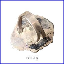 Vintage Native American Sterling Silver & Turquoise Shaped Ring Myers Stamp- 7