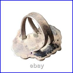 Vintage Native American Sterling Silver & Turquoise Shaped Ring Myers Stamp- 7 Vintage Native American Sterling Silver & Turquoise Shaped Ring Myers Stamp- 7