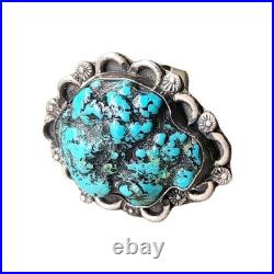 Vintage Native American Sterling Silver & Turquoise Shaped Ring Myers Stamp- 7