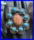 Vintage Native American Sterling Silver Turquoise Spiny Oyster Adjustable Ring