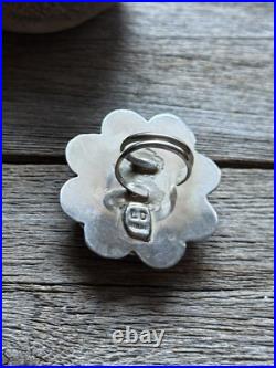 Vintage Native American Sterling Silver Turquoise Spiny Oyster Adjustable Ring