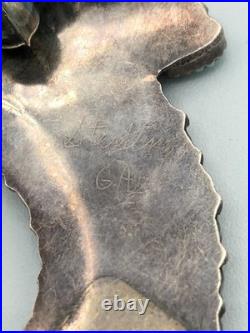 Vintage Native American Sterling Silver Turquoise Squash Blossom Necklace