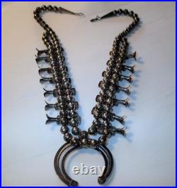 Vintage Native American Sterling Silver, Turquoise Squash Blossom, Signed LG