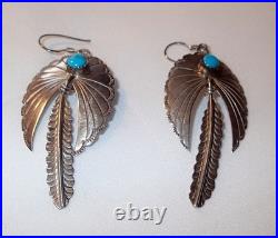 Vintage Native American Sterling Silver, Turquoise Squash Blossom, Signed LG