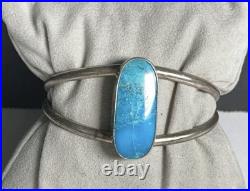 Vintage Native American Sterling Silver Turquoise Stone Cuff Bracelet, Signed