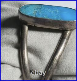 Vintage Native American Sterling Silver Turquoise Stone Cuff Bracelet, Signed