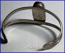Vintage Native American Sterling Silver Turquoise Stone Cuff Bracelet, Signed Vintage Native American Sterling Silver Turquoise Stone Cuff Bracelet, Signed