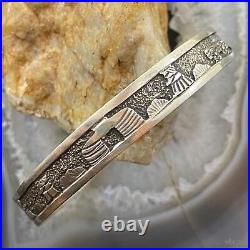 Vintage Native American Sterling Silver Village Storyteller Bracelet For Women