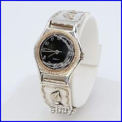 Vintage Native American Sterling Silver Watch & Sterling Silver Leaf Watch Tips Vintage Native American Sterling Silver Watch & Sterling Silver Leaf Watch Tips