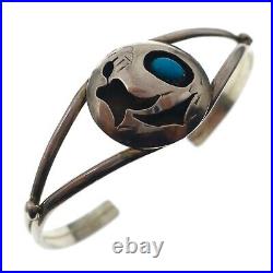 Vintage Native American Sterling Silver and Turquoise Cuff Bracelet 6.25 inches