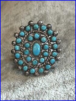 Vintage Native American Sterling Turquoise Cluster Ring