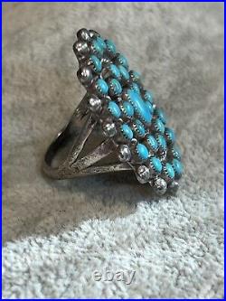 Vintage Native American Sterling Turquoise Cluster Ring