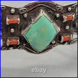 Vintage Native American Sterling / Turquoise / Coral Arm BandChoker