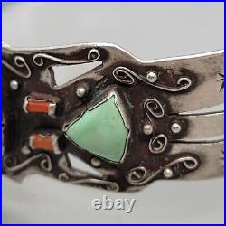 Vintage Native American Sterling / Turquoise / Coral Arm BandChoker
