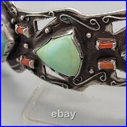 Vintage Native American Sterling / Turquoise / Coral Arm BandChoker