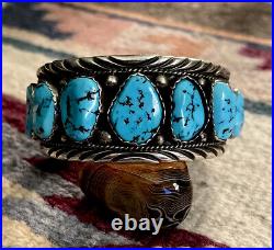 Vintage Native American Sterling Turquoise Cuff E. SPENCER