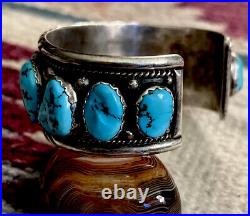 Vintage Native American Sterling Turquoise Cuff E. SPENCER