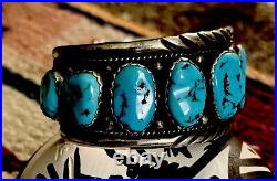 Vintage Native American Sterling Turquoise Cuff E. SPENCER