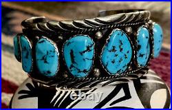 Vintage Native American Sterling Turquoise Cuff E. SPENCER