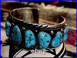 Vintage Native American Sterling Turquoise Cuff E. SPENCER