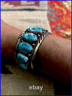 Vintage Native American Sterling Turquoise Cuff E. SPENCER