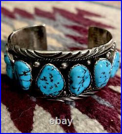 Vintage Native American Sterling Turquoise Cuff E. SPENCER