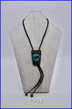 Vintage Native American Sterling & Turquoise Large Bolo Tie