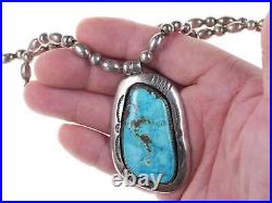 Vintage Native American Sterling Turquoise Pendant necklace