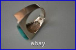 Vintage Native American Sterling & Turquoise Ring SIZE 10 Triangle