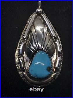 Vintage Native American Sterling With Turquoise Necklace Size 14in