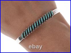 Vintage Native American Sterling Zuni petit point turquoise cuff bracelet