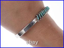Vintage Native American Sterling Zuni petit point turquoise cuff bracelet