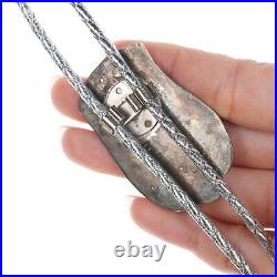 Vintage Native American Sterling and turquoise bolo tie with silver cord