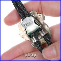 Vintage Native American Sterling pear shaped turquoise bolo tie