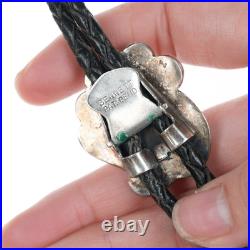 Vintage Native American Sterling pear shaped turquoise bolo tie