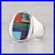 Vintage Native American Stone Mosaic Ring Sterling Silver Edison Yazzie Navajo