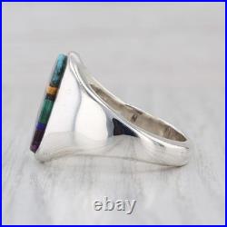 Vintage Native American Stone Mosaic Ring Sterling Silver Edison Yazzie Navajo Vintage Native American Stone Mosaic Ring Sterling Silver Edison Yazzie Navajo