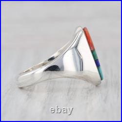 Vintage Native American Stone Mosaic Ring Sterling Silver Edison Yazzie Navajo